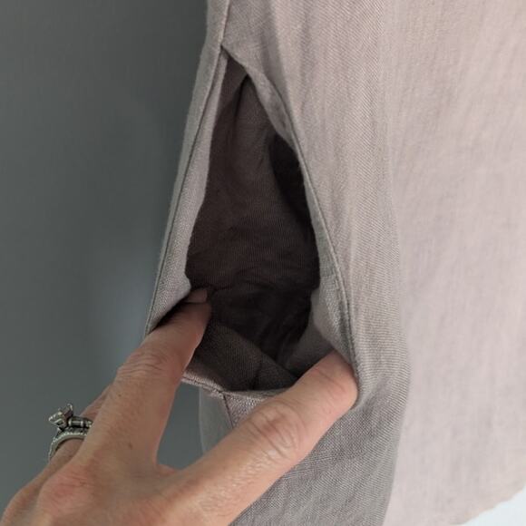 Lungo L'Arno 100% Linen Taupe Sleeveless Shift Dress size XS - Picture 3 of 4